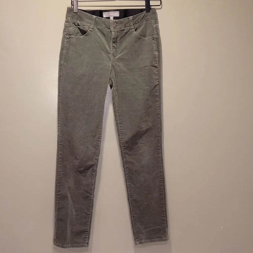 Wit‎ And Wisdom Corduroy Straight Leg Pants, Women's Size 4, Sage Green Gray